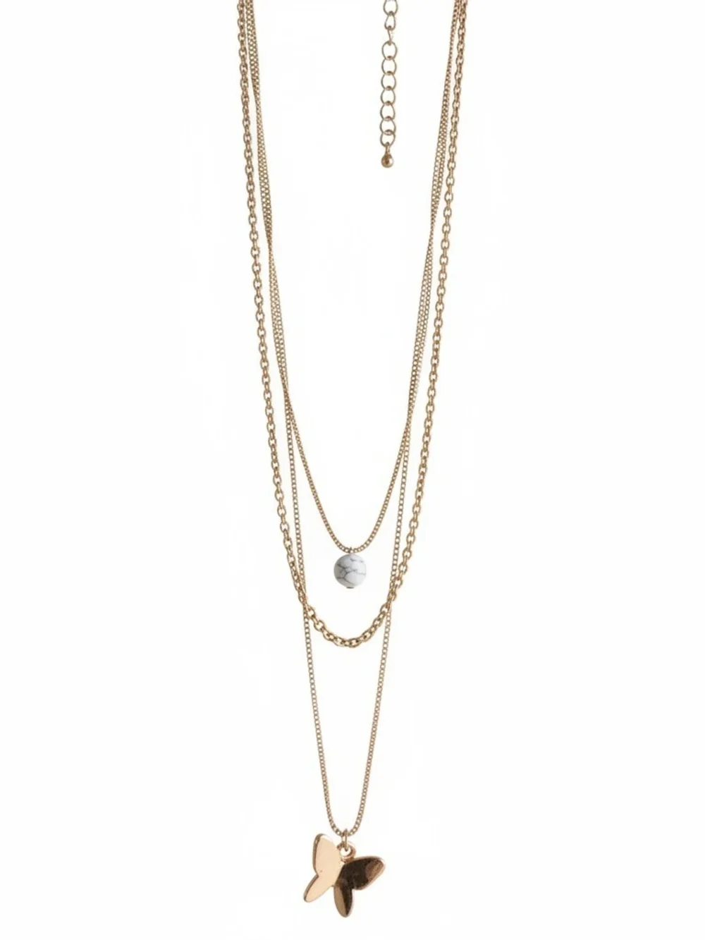 Aura Triple Layer Butterfly Pendant Necklace